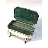 Antique silver jewellery box fitted interior birmingham silver hallmarks measures approx 11cm by 7cm