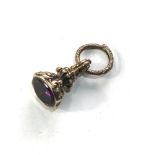 Gold Georgian fob & split ring measures approx 2.3cm drop not including split ring weight 6.3g xrt