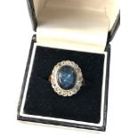 Fine 18ct gold Oval Cabochon Star Sapphire & rose diamond Ring central sapphire 9.32ct with old