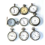 9 antique / vintage pocket watches parts spares or repair