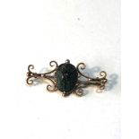 Antique 9ct gold scarab beetle brooch measures approx 4cm by 1.9cm weight 3.1g metal pin