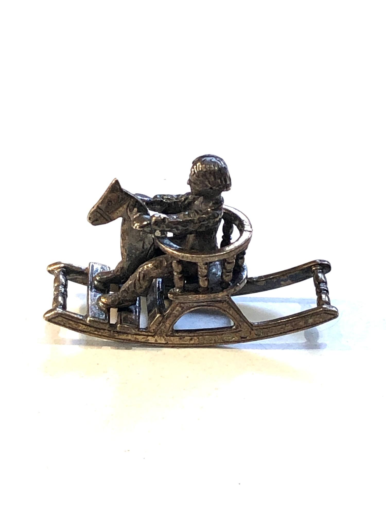 Vintage dutch silver miniature child on rocking horse dutch silver hallmark