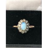 Gold & silver top paste halo opal cluster ring