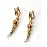 18ct gold articulated tail mermaid earrings weight 7.5g measure approx 6cm drop