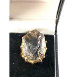 Large 18ct gold designer rutilated quartz ring weight 14.4g full 18ct gold hallmarks