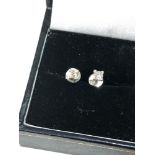 18ct white gold princess cut diamond studs 1.2g in uncleaned condition