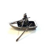 Vintage dutch silver miniature man fishing in boat dutch silver hallmark