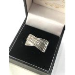 white gold mixed cut diamond cross over ring 0.50ct weight 4.3g
