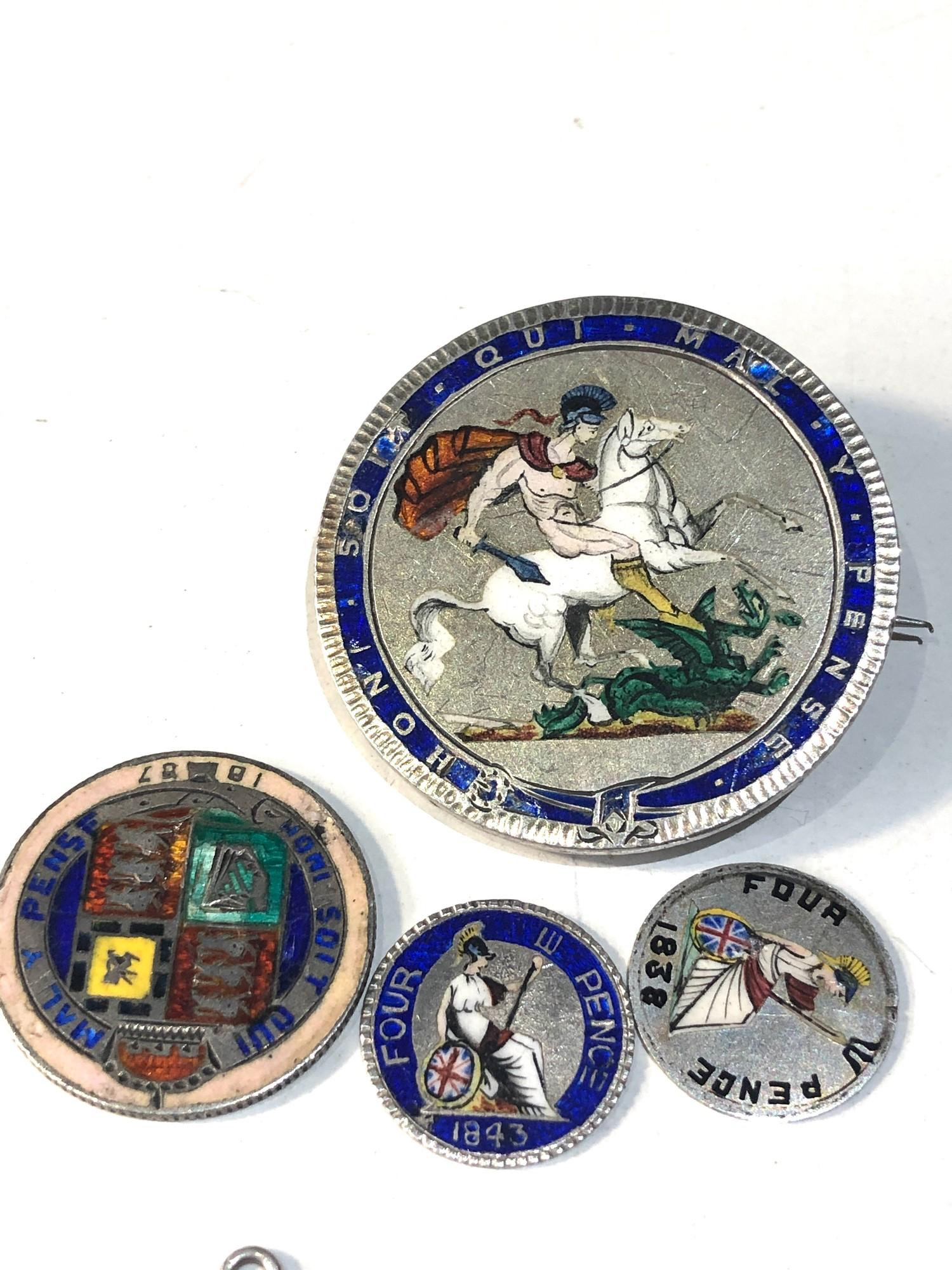 Selection of antique enamelled silver coins - Bild 4 aus 5