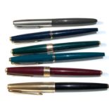 6 vintage Parker fountain pens