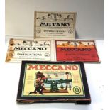 Early Meccano accessory outfit O and instruction books box in poor condition small amount of mixed