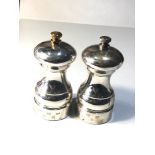 2 Large hallmarked silver salt and pepper grinders Birmingham silver hallmarks measure height 10.5cm