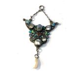 Arts and crafts silver enamel pearl pendant enamel wear as shown