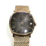 9ct gold rotary gents wristwatch head non working order