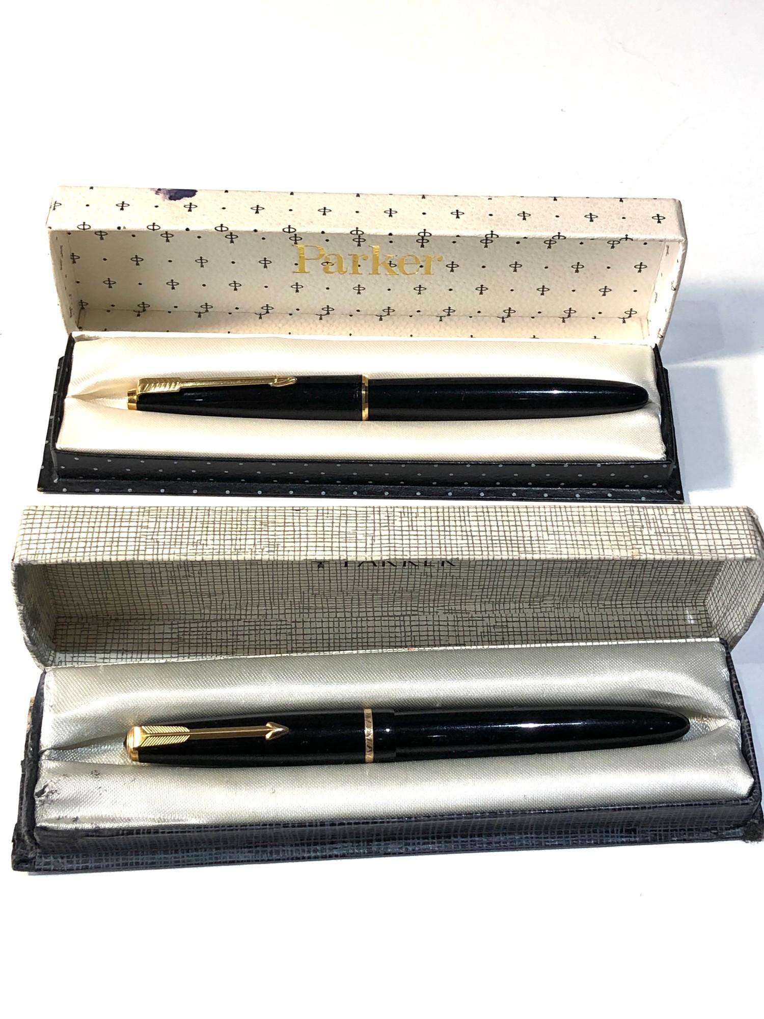 2 boxed vintage 14ct gold nib Parker fountain pens - Image 2 of 2