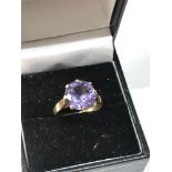 High carat gold alexandrite solitaire ring weight 5 g xrt tested as 21ct