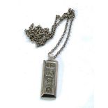 Vintage silver ingot pendant and chain weight 18g