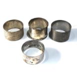 4 vintage silver napkin serviette rings weight 103g