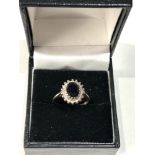 9ct gold diamond & sapphire ring size m-n weight 2.8g