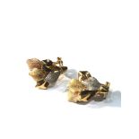 18ct gold foliate earrings weight 8.1g