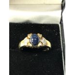 9ct gold sapphire and diamond ring weight 3.8g