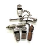 6 Vintage whistles inc bosuns - acme thunderer etc