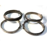 4 vintage silver bangles 64g