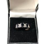 9ct gold diamond and sapphire ring size o-p weight 3g