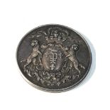 Large Antique french silver crested medal coin hallmarked argent on edge measures approx 4.6cm dia