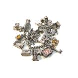 Heavy Vintage silver charm bracelet and charms weight 97g