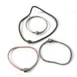 Pandora silver bracelets and necklace