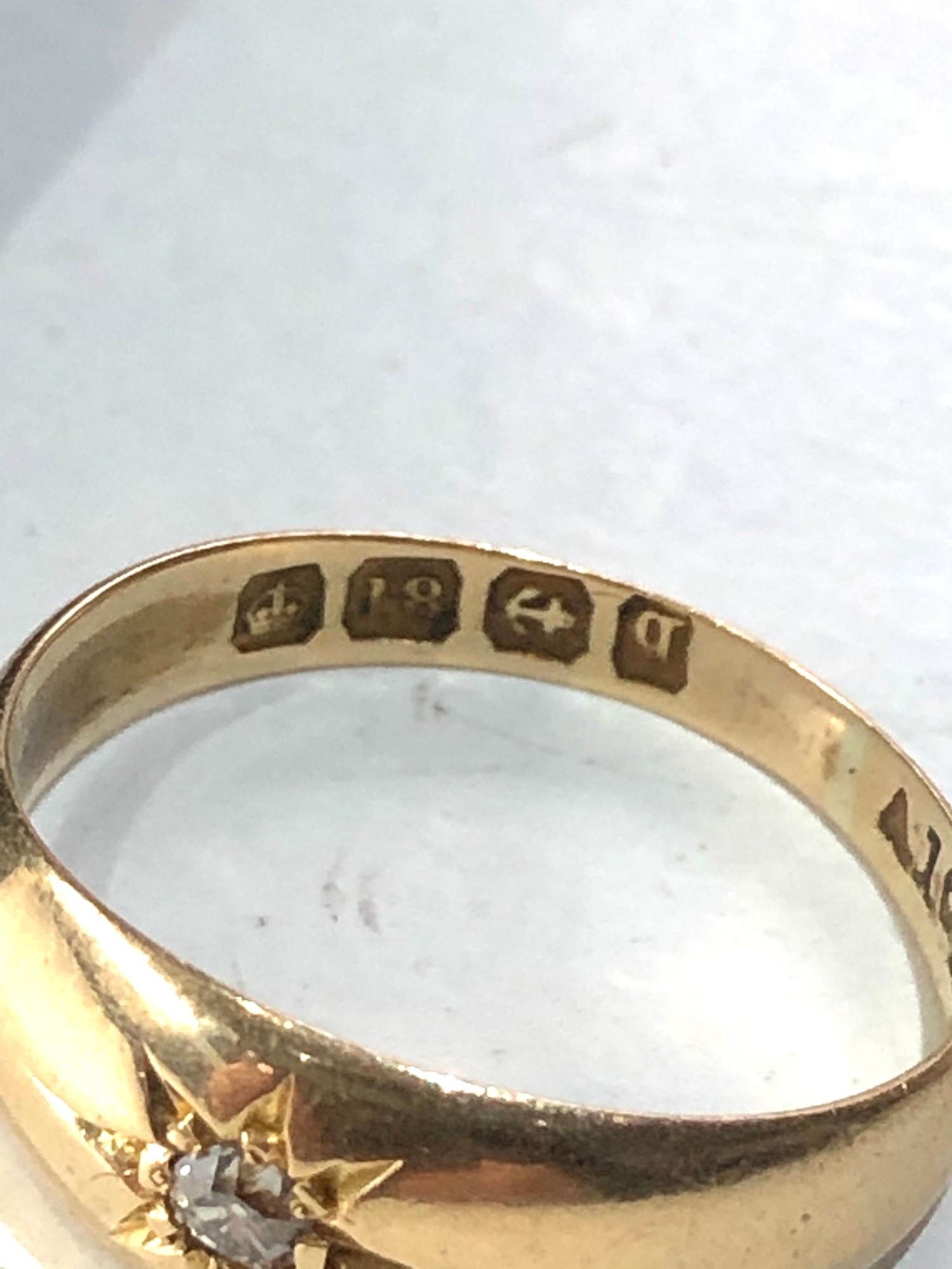 Antique 18ct gold diamond gypsy ring weight 3g - Image 3 of 4