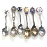 6 vintage silver collectors spoons weight 105g