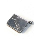 Modern silver stamp case measures approx 3.3cm by 2.8cm