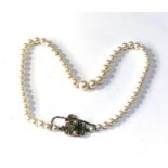 9ct gold fancy turquoise and pearl set clasp pearl necklace