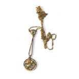 Antique 9ct gold seed-pearl drop pendant necklace pendant measures approx 4.5cm drop weight 2.9g