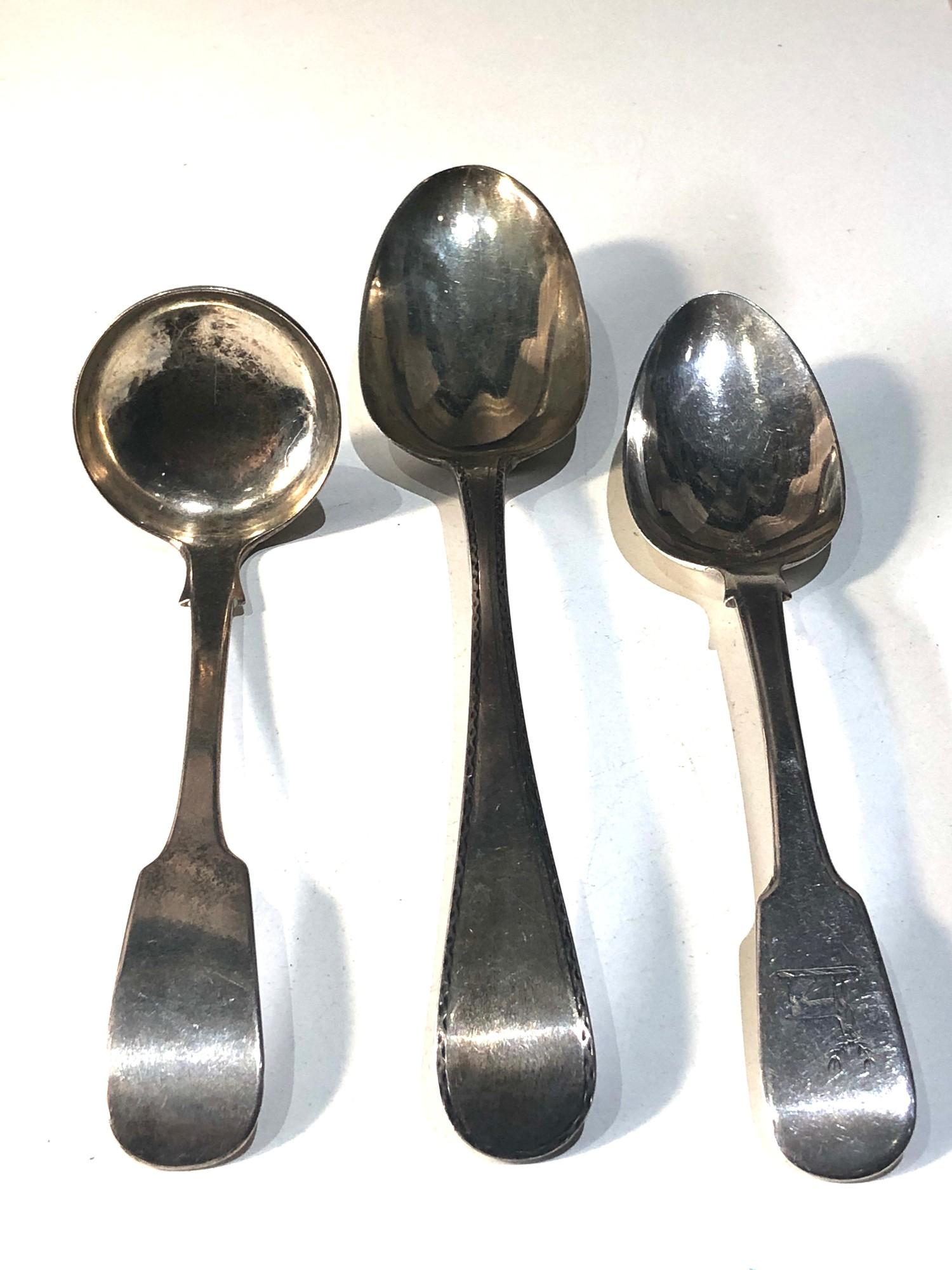 3 antique silver spoons includes 18th century silver table spoon antique irish silver table spoon - Image 2 of 6