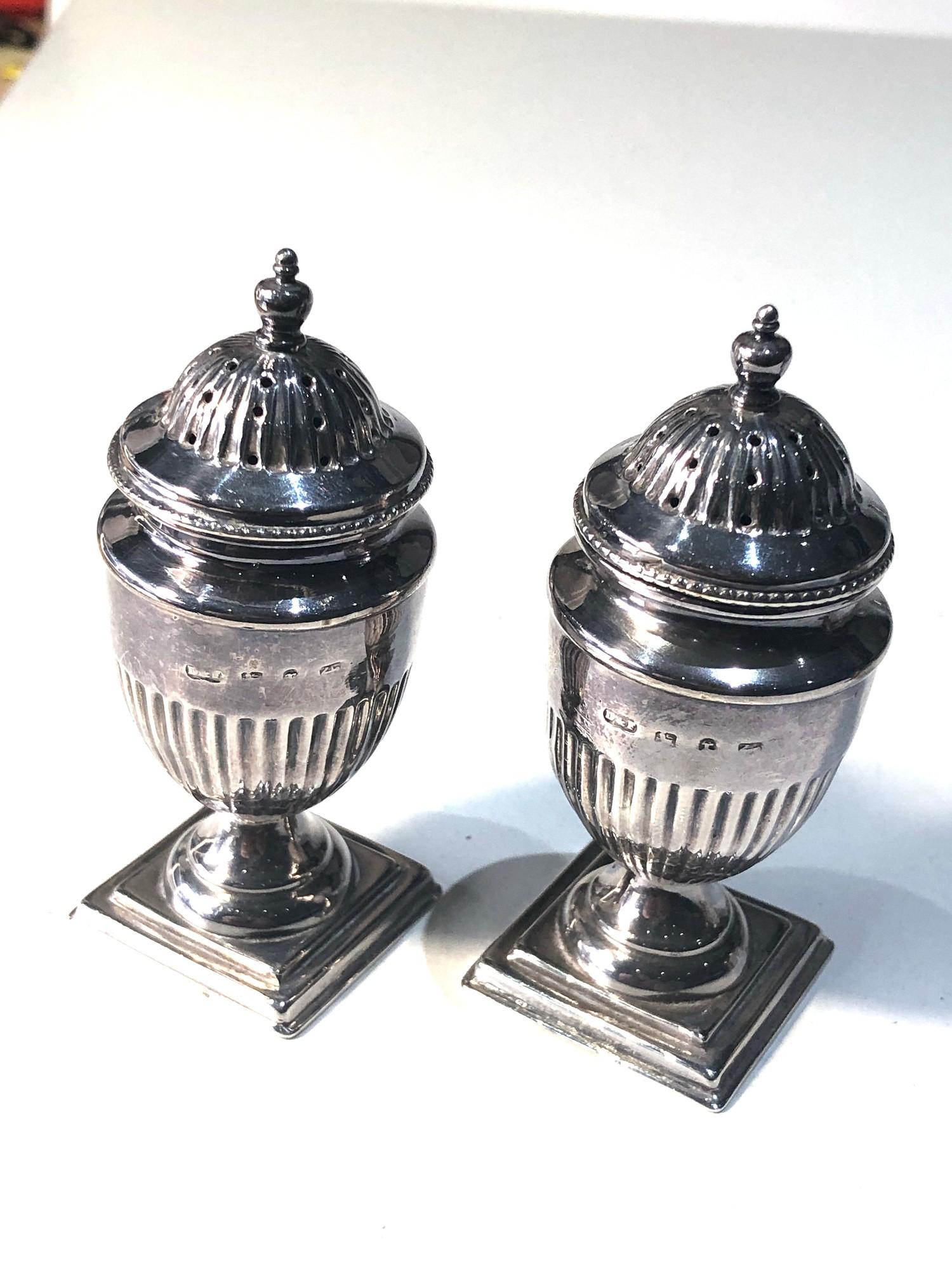 4 antique silver salts mustard and pepper pots - Image 3 of 4