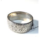 Vintage silver cuff bangle measures approx 2.8cm wide weight 46g