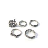 5 silver Pandora rings