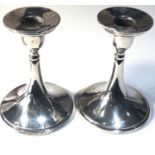 Pair of vintage silver candle sticks Birmingham silver hallmarks base measures approx 9.5cm dia
