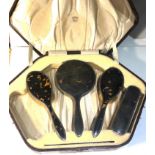 Antique tortoiseshell and silver brush set not complete missing brush poor condition