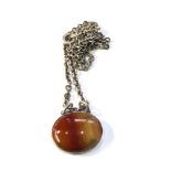 Sterling silver banded agate pendant necklace