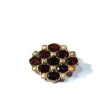 9ct gold garnet and pearl brooch 1 pearl replaced and glued weight 6.2g