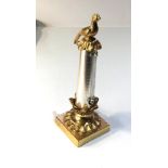 Antique gilded brass ormolu table thermometer with pheasant top measures approx 19cm tall