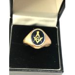 9ct gold masonic gemstone signet ring weight 5.1g