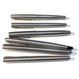 6 vintage stainless steel Parker fountain pens