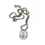 Small Georg Jensen st Christopher on silver chain measures approx 23mm drop total weight 9g