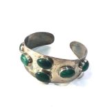 Vintage Modernist silver & malachite cuff bangle London silver hallmarks makers RBR weight 77g