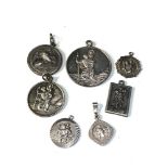 Selection of vintage silver st christophers largest measures approx 31mm dia total weight 32g